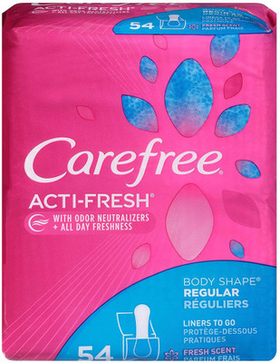 

Carefree Acti-Fresh Ultra-Thin Panty Liners, Regular To Go, Fresh Scent - 54 Count Pantyliner(Pack of 54)