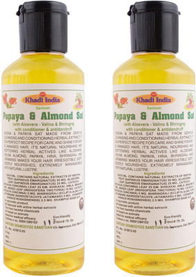 

Khadi India Santosh Papaya & Almond sat with Aloevera - Valina & Bhringraj with Conditioner & Antidendruff Shampoo(210 ml)(210 ml)