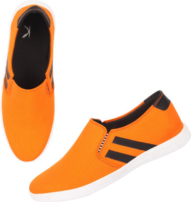 

Kzaara Slip On Sneakers For Men(Orange, Black