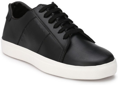

OPTIFEET Men's Black Synthetic Leather Trendy Sneakers Sneakers For Men(Black