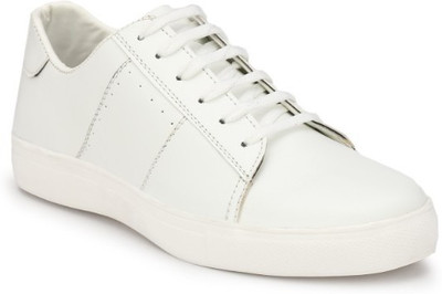 

OPTIFEET Men's White Synthetic Leather Trendy Sneakers Sneakers For Men(White