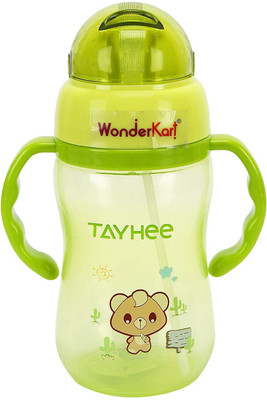 

WonderKart 350ML Cartoon Printed Kids Sipper Cum Water Bottle with Handle - Green(Green)