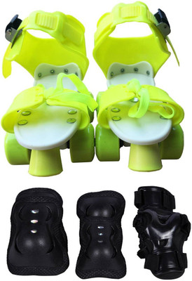 

Assemble Adjustable Quad Roller Skate With Safety Knew,Elbow,Palm Safe Pad for kids-Multicolor Quad Roller Skates - Size Sun Apr 08 00:00:00 IST 2018 UK(Multicolor)
