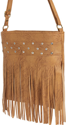 

Rajni Fashion Girls Casual Brown PU Sling Bag