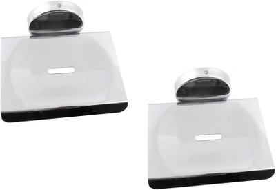 

RoyaL Indian Craft Set of 2 Heavy Duty Stainless Steel Single Cut Soap Holder(Silver)