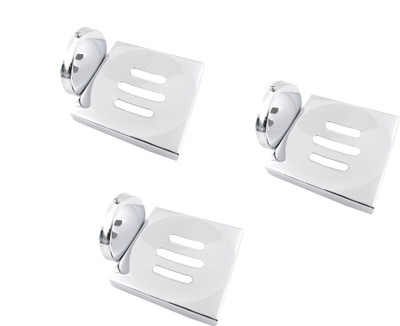 

RoyaL Indian Craft Set of 3 Heavy Duty Stainless Steel SLICE Soap Holder(Silver)