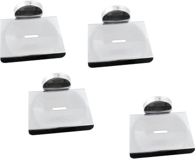 

RoyaL Indian Craft Set of 4 Heavy Duty Stainless Steel Single Cut Soap Holder(Silver)