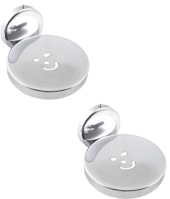 

RoyaL Indian Craft Set of 2 Heavy Duty Stainless Steel Round Shape Smile Soap Holder(Silver)