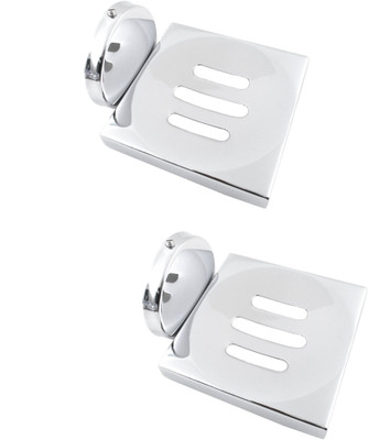 

RoyaL Indian Craft Set of 2 Heavy Duty Stainless Steel SLICE Soap Holder(Silver)