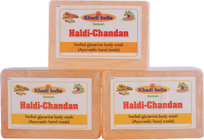 

Khadi India Santosh Haldi-Chandan Body Wash Soap (Ayurvedic Hand Made) (Pack of 3)(375 g, Pack of 3)