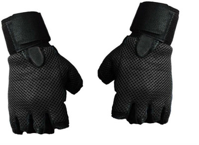 

Shrih Leather Netted Gym & Fitness Gloves with Wrist Support --BLACK Gym & Fitness Gloves (Free Size, Black)