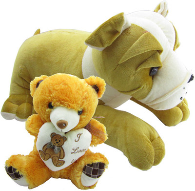 

Gift Decor Shop Bull Dog Stuffed soft Toy (Multi, 50 cm) Combo with soft toy I love you teddy bear for kids (Orange, 36 cm) - 20 cm(Multicolor)