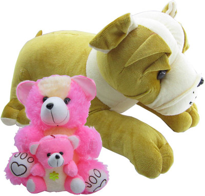 

Gift Decor Shop Bull Dog Stuffed soft Toy (Multi, 50 cm) Combo with soft toy mother and child teddy bear for kids (Pink, 41 cm) - 20 cm(Multicolor)