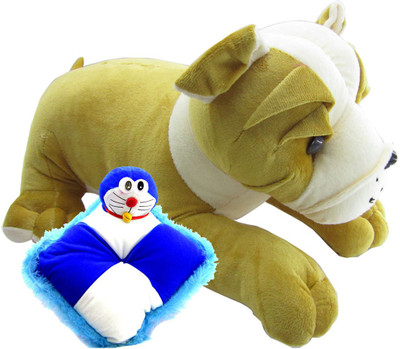 

Gift Decor Shop Bull Dog Stuffed soft Toy (Multi, 50 cm) Combo with soft doraemon pillow for Kids (Multi, 28 cm) - 20 cm(Multicolor)
