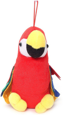 CREATIVEVILLA CUTE RED PARROT STUFFED PLUSH SOFT TOY - 15 cm(Multicolor)