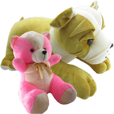 

Gift Decor Shop Bull Dog Stuffed soft Toy (Multi, 50 cm) Combo with soft toy teddy bears for kids (Pink/Cream, 44 cm) - 20 cm(Multicolor)