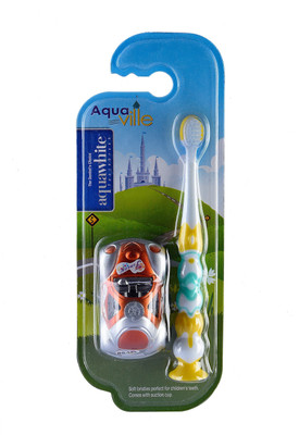 

aquawhite aquaville with car toy for kids, Bristles , Yellow. Health & Personal Care Ultra Soft Toothbrush