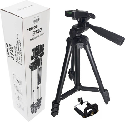 

Padraig DSLR Camera Tripod - 3120 for Camera + Mobile Clip Holder Fully Flexible Mount Cum Tripod, 4-Section Lever-Lock Legs for Easy Height Adjustments Tripod(Black, Supports Up to 500 g)