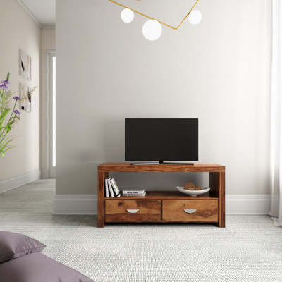 Flipkart Perfect Homes PureWood Sheesham TV Entertainment Unit(Finish Color - Natural Teak)