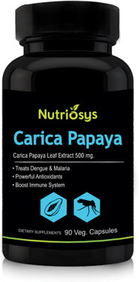 

Nutriosys Carica Papaya Leaf Extract - 500mg ,Veg Capsules(90 No)