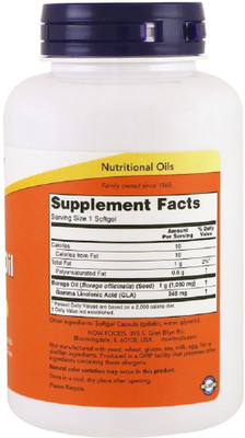 Now Foods Now Foods, Borage Oil, Highest GLA Concentration, 1000 mg, 120 Softgels(120 No)