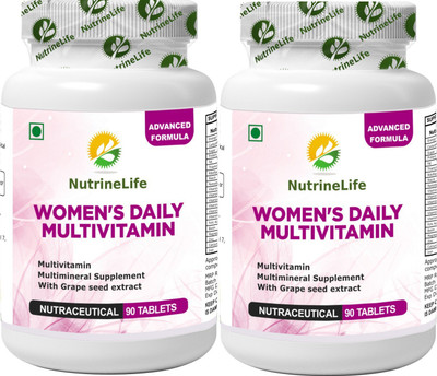 

NutrineLife Women’s Daily Multivitamin supplement for women with , essential Minerals ,Antioxidants and Grape Seed Extract, 90 Tablets.(Pack of 2)(90 No)
