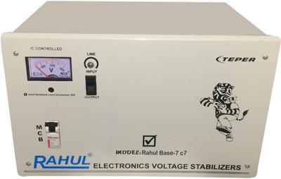 

Rahul Base-7 c7 KVA/28 Amp 140-280 Volt 3 Step Mainline Use Up to 7 KVA Load Copper Automatic Voltage Stabilizer(Gray)