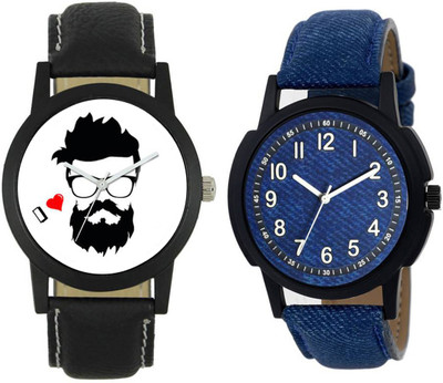 

SPLAZOS WAT45C2021 Stylish Printed Beard And Fancy leather Watch - For Men