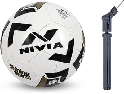 

Nivia Shining Star Black Football with Pump Combo Football - Size: (Pack of 2, Multicolor