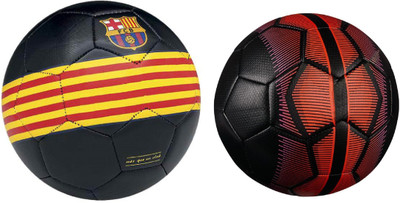 

SportsCorner Barca + Mercurial Black/Red Football - Size: 5(Pack of 2, Multicolor)