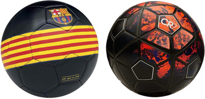 

SportsCorner Barca Black/Yellow + CR7 (Pack of 2) Football - Size: 5(Pack of 2, Multicolor)