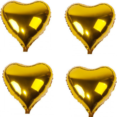 

Kala Decorators Solid 4 Pcs [18 inch(45 cm)]Solid Golden Heart shaped Foil Balloon Balloon(Gold, Pack of 4)