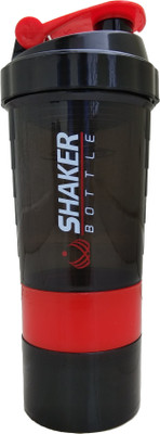 

GSK Protein Shaker Bottle for gym with 2 Storage Extra Compartment 500 ml Shaker(Pack of 1, Red)