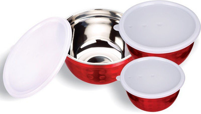 

Caryn Micro Stainless Steel Dott Bowl Stainless Steel Bowl Set(Red, Pack of 3)