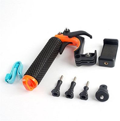 Aeoss GoPro Floating Grip Hand Grip Waterproof Pistol Shutter Trigger Kit with gopro Mount Adapter and Phone Mount Adapter Compatible Underwater Light for Gopro Hero 6 5 4 3 SJCAM Action Plastic Camera Pistol Grip(Orange)