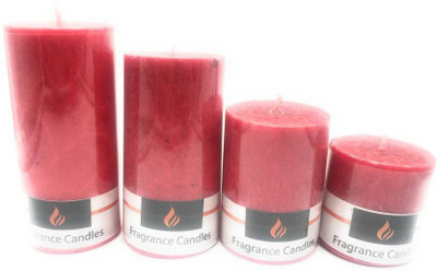 

LDHSATI A Candles Strawberry Scented Wax Marble Pillar Candles Set of 4LDHTL13 Candle(Multicolor, Pack of 4)