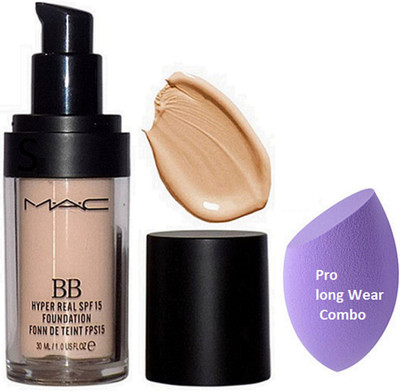 

Pro longwear combo Sponge Puff,Mac B B Hyper Real SPF 15 Foundation(Set of 2)