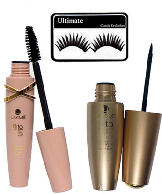 

Ultimate Eyelashes With Lakme 9to5 Eyeliner & Mascara(Set of 3)
