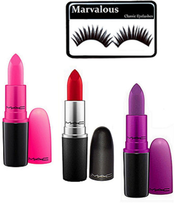 

Marvalous Eyelashes, Mac Lipstick Set Of 3(Set of 4)