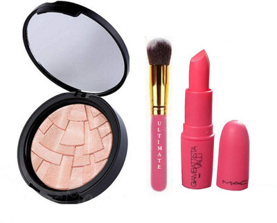 

Ultimate Makeup brush & Anastasia Beuerly Hills So Hollywood Illuminator & Giambattista Valli Matte Finish Vegas Volt lipstick(Set of 3)