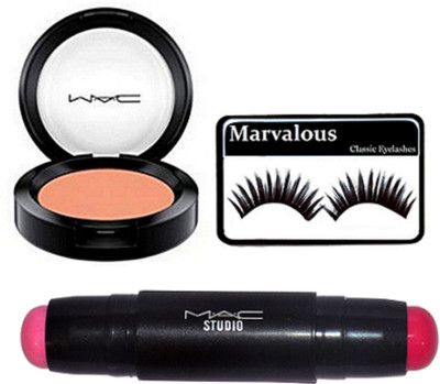 

Marvalous Eyelashes, Mac One Shade Blusher Compact, Double Counter Stick(Set of 3)