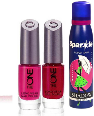 

Oriflame Sweden The ONE Long Wear Nail Polish Fuchsia Allure and london red ,sparkle parfum(Set of 3)
