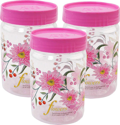 KUBER INDUSTRIES Plastic Tea Coffee & Sugar Container  - 500 ml(Pack of 3, Pink)