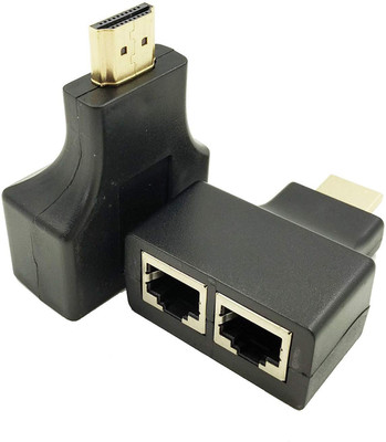 

Microware 30M HDMI To Dual Port RJ45 Network Cable Extender Over by Cat 5e / 6 1080p up to Extender Repeater for PS3 HDTV HDPC STB HDMI Adapter(Compatible with PS3 HD-DVD STB HDTV, Black)