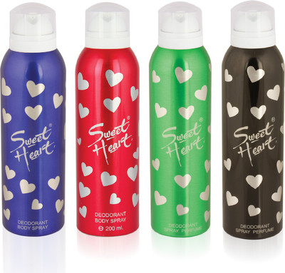 

Sweet Heart BLUE BLACK RED GREEN Body Spray - For Women(800 ml, Pack of 4)