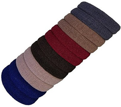 

Pooja Trendz 12 Pcs Dark Colored Cotton Stretch Hair Bands/Ponytail Holder. Rubber Band(Multicolor)