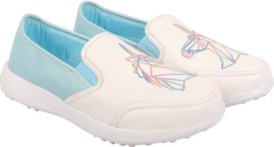 

KazarMax Boys & Girls Slip on Sneakers(White, White blue unicorn