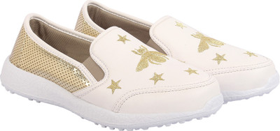 

KazarMax Boys & Girls Slip on Sneakers(White, White gold bee