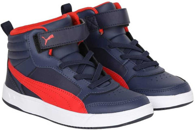 

Puma Boys & Girls Velcro Sneakers(Blue, Peacoat-flame scarlet