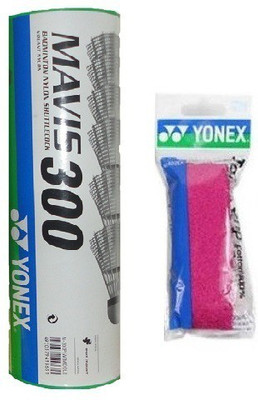 

Yonex Combo Of Two- One 'Mavis-300' Nylon Shuttle Cock (Pack Of 6) And One Badminton Grip (Color On Availability)- Badminton Kit
